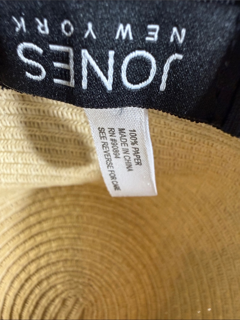 Jones New York Wide Brim Straw Sun Hat with Navy-White Stripe Band - Picture 4 of 7